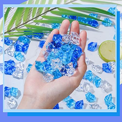 Yalikop 1000 peças 4,5 libras Cristais de gemas acrílicas Fake Diamond Fake Ice Cubes Fake Clear Rocks para preenchimentos de vaso, Decoração de casamento de aniversário Favor