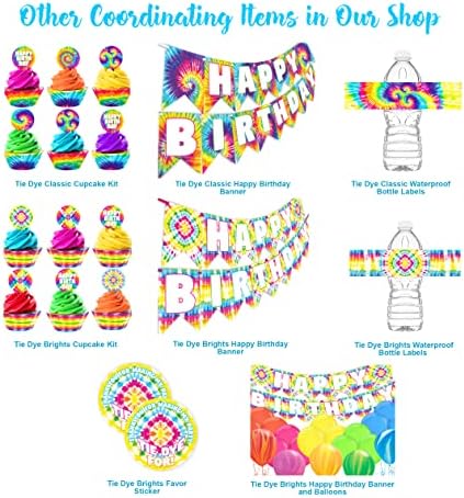 Banner de feliz aniversário do Tie Dye - material de festa de corante - decorações de festas de corante tie - suprimentos para