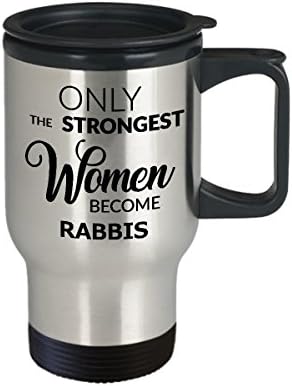 Presentes de Hollywood & Twine Rabbi para ela - apenas as mulheres mais fortes se tornam rabinos caneca de viagem isolada de aço inoxidável com copo de café com tampa