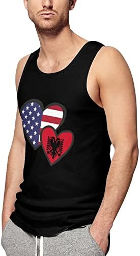 Corações Americanos da bandeira da Albânia Tampas de tampas sem mangas Camisas musculares Muscle Tee Fisicing Fitness Workout