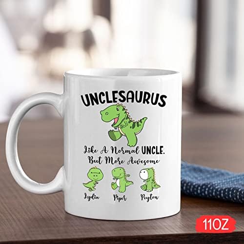 Caneca do Unclessaurus, Unclessaurus personalizados como uma copa normal do tio, caneca de dinossauros do tio, caneca engraçada do tio, caneca presente para tio, canecas personalizadas do untlesaurus com nome, copo de tio, caneca branca 11 onças