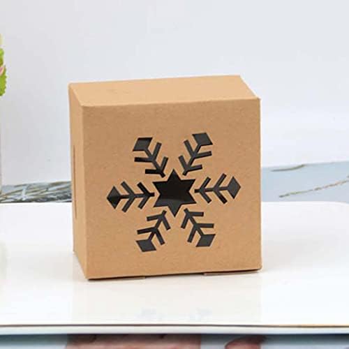 5pcs 4 polegadas Kraft Paper Candy Boxes com janela clara de Natal de flocos de neve de árvore de árvore de alce