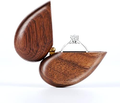Litgreen Walnut Wood Ring Box em forma de jóia em forma de caixa de armazenamento para casamento para casamento, proposta,