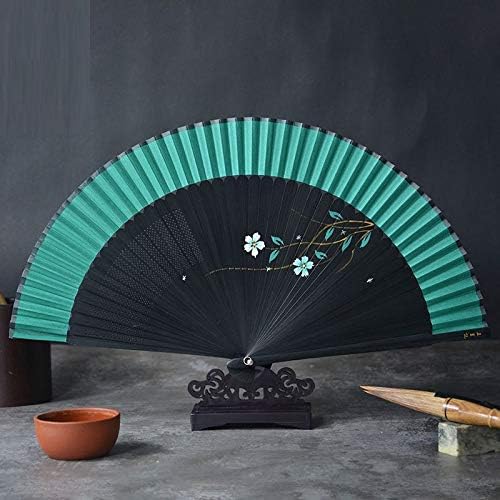 Ventilador dobrável de lyzgf, ventilador de mão dobrável chinês retro floral ventilador de seda de seda com molduras de bambu fã de