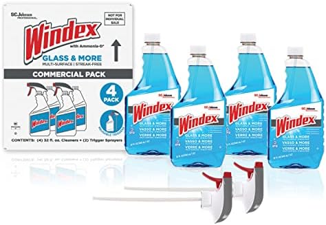Windex Glass & More, brilho livre de faixas em um pacote conveniente de 4