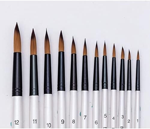 12pcs Nylon Hair aquarela Brush Pen Conjunto de caneta branca alça de madeira para suprimentos de pintura de arte acrílica a óleo