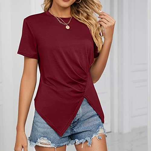 Camisa de torcida de manga comprida verão feminina nova cor sólida cor letra de pescoço plissou as camisetas femininas