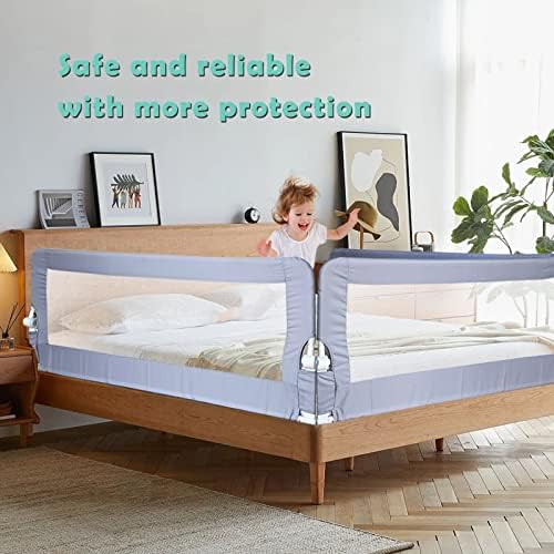 Grelex Bed Rail para crianças pequenas, trilhos de cama dobráveis ​​de 51 polegadas de criança, trilho de guarda de cama de bebê para cama dupla, prole, cama de plataforma, com sistema de segurança resistente reforçado