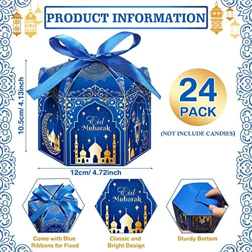 24 peças Eid Mubarak Caixas Ramadan Cupcake Paper Candy Candy