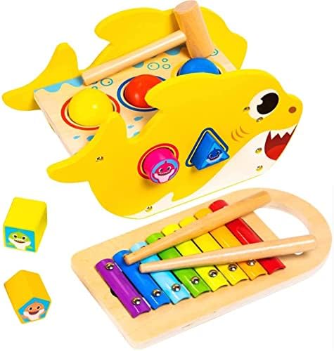 Brinquedos de tubarão para crianças pidoko - Montessori Hammering & Pounding Toys para crianças pequenas - presentes de
