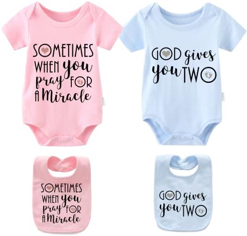 YsCulbutol Baby gêmeos Bodysuits às vezes quando você ora por um milagre Deus lhe dá roupas de menino 2pcs