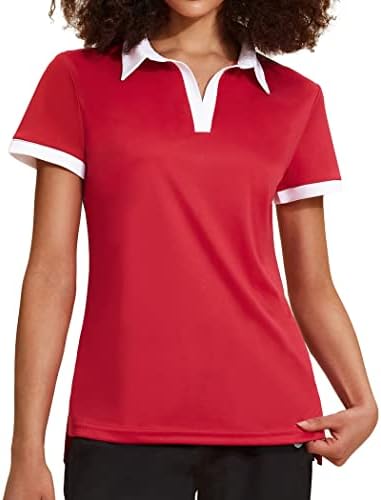 Camisa de golfe feminina de coorun camisa de pólo de manga curta v atlética de pescoço tampes atléticos rápida upf 50+ camisetas