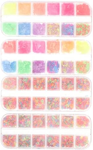 Fomiyes kawaii unhas encantos de pregos 20 caixas holográficas unhas arte glitter confetti unha lantejas de pregos 3d lantejas de unhas formas de unhas
