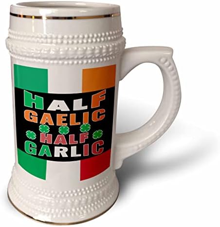 3drose half gaélico halte alho irlandês bandeira italiana quatro folhas trevo, ... - 22oz de caneca de Stein