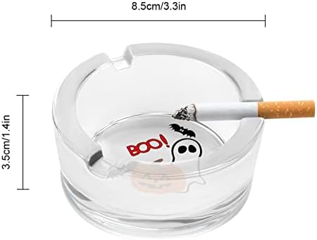 Boo Halloween Glass Ashtray para cigarros redondo bandejas de cinzas para escritório em casa e restaurantes