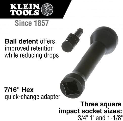 Klein Tools NRHD 3-em-1 Soquete de impacto, apresenta três tamanhos de soquete quadrado: 3/4-, 1 e 1-1/8- polegadas e Stanley