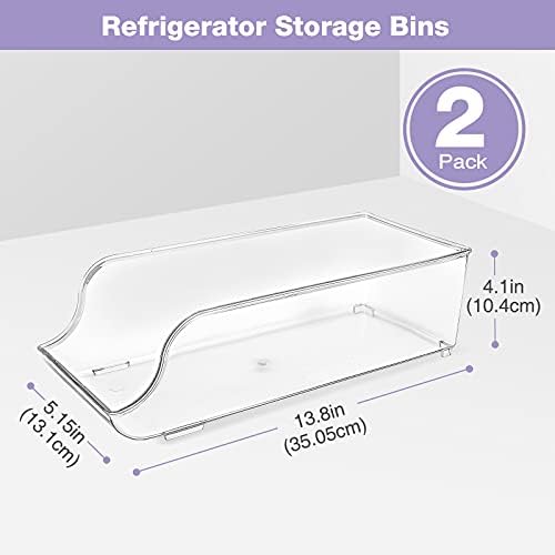 Puricon 2 Pack Refrigerator Organizer Bins pode dispensar o pacote de armazenamento com 2 pacote de pacote de chá de chá de chá de