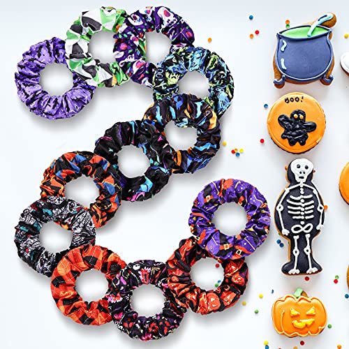 24 peças scrunchies de halloween scrunchies de cabelos de abóbora Ghosts Bat Bands elásticos faixas de cabelo macias e macias