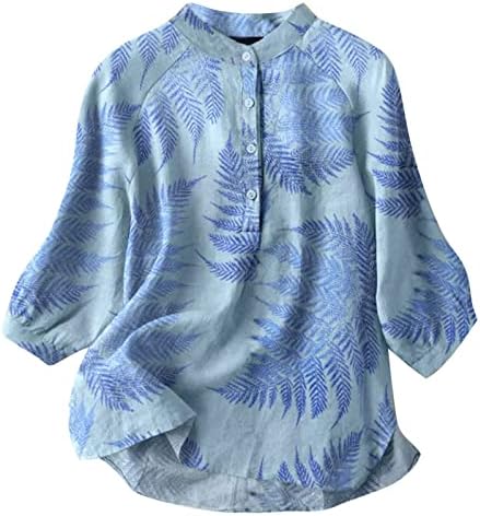 Tampas vintage de verão para mulheres 3/4 lanterna Bloups Boho Floral Print Shirts Chiffon Camiseta fofa de blusa solta