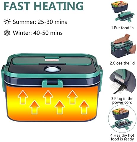 Aquecedor de comida elétrica de lancheira elétrica, atualização de 70W 1.8L mais rápido que aquece 12V 24V 110V Lanchas