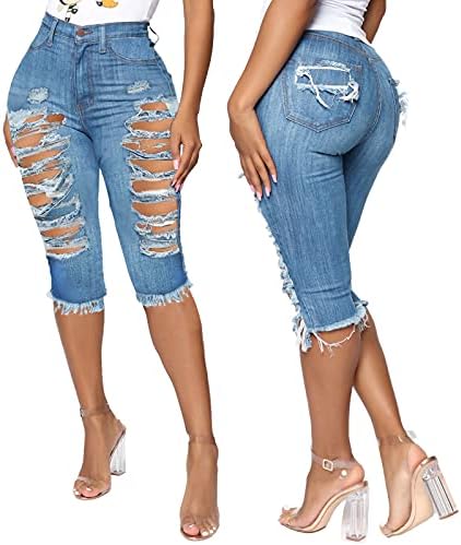 Shorts de jeans de tagarelas rasgados femininos