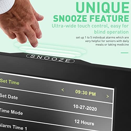 Relógio de demência de Svinz, exibição ultra grande de 8 polegadas para idosos, relógio do dia digital com 5 alarmes,