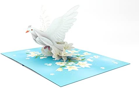 Liif White Peace Dove 3D Saudação Pop -Up Cartão de simpatia, cartão de Natal religioso, Cartão de Condolências - Inspirador,