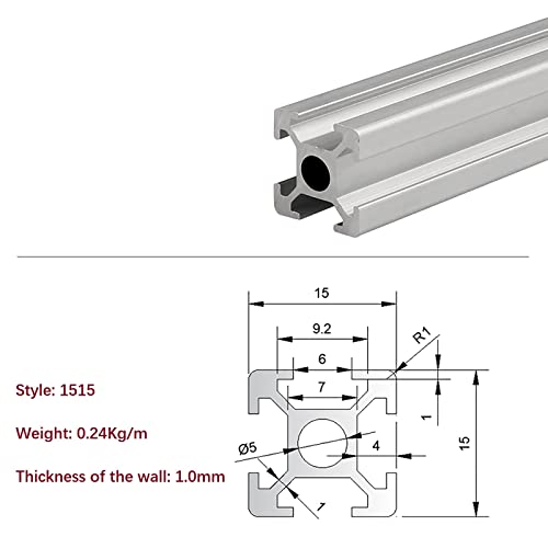 MSSOOMM 4 PACK 1515 Comprimento do perfil de extrusão de alumínio 37,01 polegadas / 940mm prateado, 15 x 15mm 15 série T tipo T-slot t-slot European Standard Extrusions Perfis Linear Linear Guide Frame para CNC