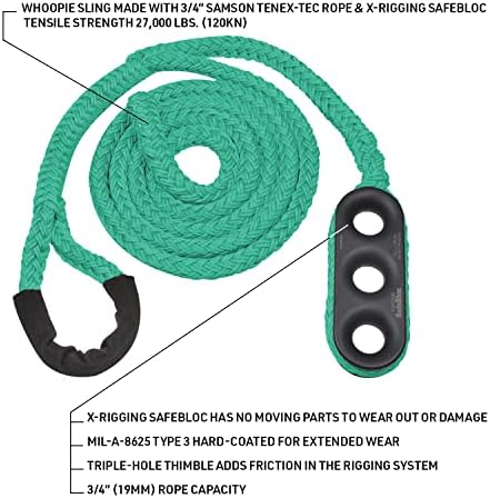 Corda lógica x-rigging Safebloc tenex whoopie sling de 3 a 5 pés, verde