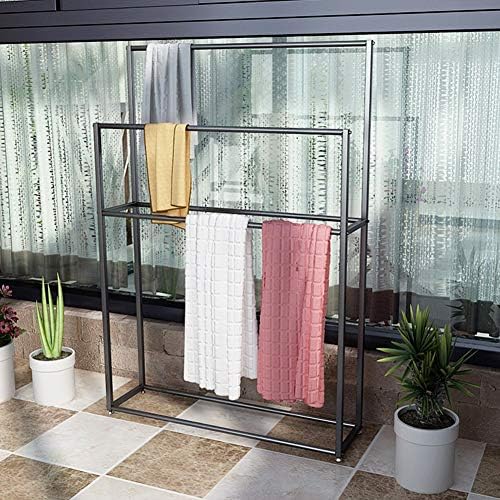 -S banheiro da varanda de varanda de banheiro de metal grátis para o suporte de toalha, suporte de toalhas alto, resistente à ferrugem, fácil de montar/preto/95 * 20 * 110cm