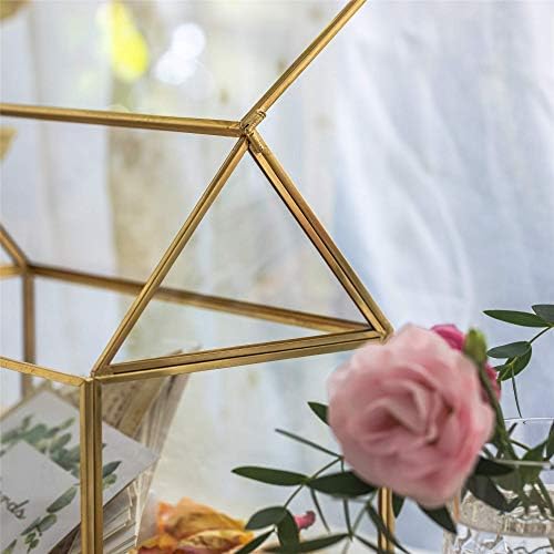 Caixa de cartão de vidro grande NCYP, 10,2 Handmade House forma de ouro clara plantador de terrário para recepção de casamento, presente de peça central geométrica de casa, versão de vidro reforçado atualizado