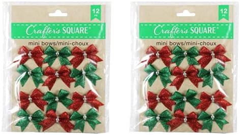 Crafters Square Mini arcos - vermelho e verde - 24 mini -arcos - aproximadamente 1 1/2 polegada