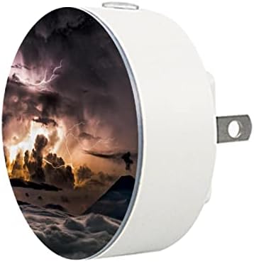 2 Pacote de plug-in Nightlight LED Night Storm Sea com sol aparecendo nuvens com sensor do anoitecer para o amanhecer para o quarto