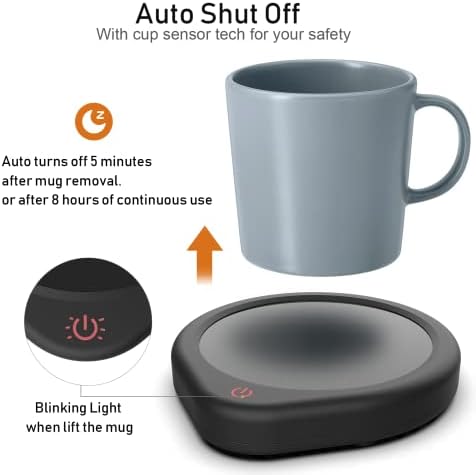 Caneca de café mais quente com desligamento automático para mesa, copo mais quente de temperatura inteligente Configurações, bebida