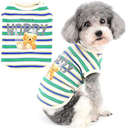 Zunea Camisetas de cachorro pequenas colete de filhote de filhote de cachorro tanque tampa listrada de camiseta básica Camiseta macia Caso de algodão macia roupas sem mangas feminina