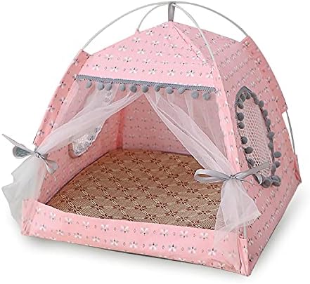Gigreinc ​​Princesa de tenda interna de tenda de tenda de estimação cão de estimação fofa caverna floral leito de cão portátil tendas