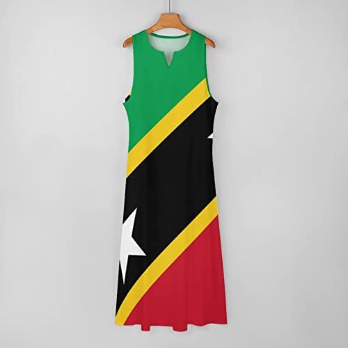 Saint Kitts e Nevis Flag Menina Summer Manxi Vestres Deep V Neck Vestido Longo Longo Praia Casual Discurso Casual