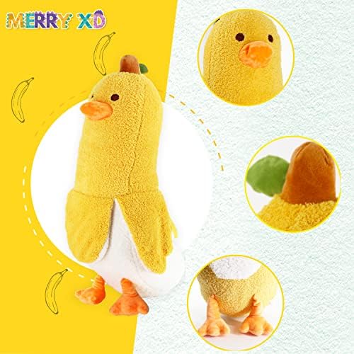 Merryxd Banana Duck Pluxh Plelight Brinquedão macio, travesseiro de abraço, luxuosos de pato fofo para dormir, Banana Backed Animal Doll Presente para crianças Amarelo 27,55 ''