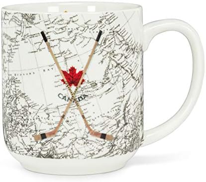 Coleção Abbott 1327 Hockey-Mug Hockey Sticks & Map Canection, 4 polegadas H, branco/carvão vegetal