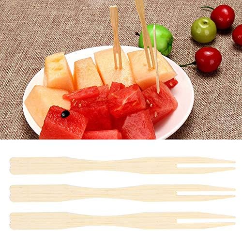 800pcs Forks de bambu, mini coquetéis de degustação de garfos descartáveis ​​garfos de aperitivos de frutas de bolo de