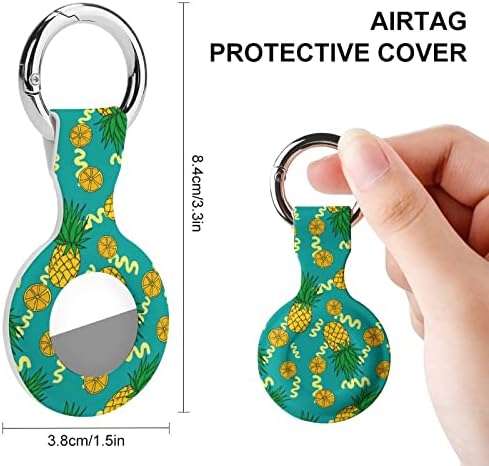 Caixa de silicone impressa no padrão de abacaxi e limão para airtags com o chaveiro de tetochain de proteção de tag de tags de tags de tags de tags.