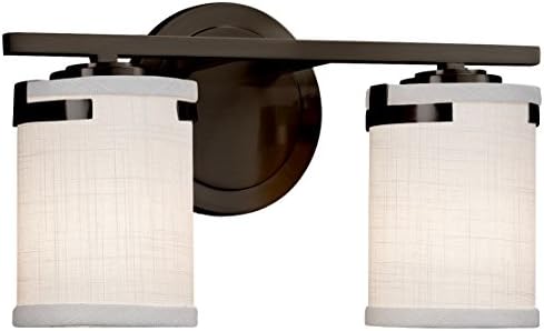 Justice Design Group Iluminação FAB-8452-10-WHTE-DBRZ-LED2-1400 Atlas têxtil LED 2 Luz de banho final de barro de barro com tecido de tecido branco com tonalidade plana