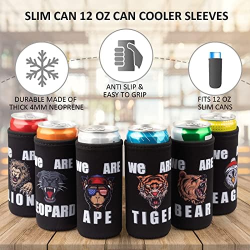 HEEKU CERENTE LAN mais frio, 6 pacote pode Coozies Mangas mais frias para latas e garrafas, skinny cerveja coozy para latas
