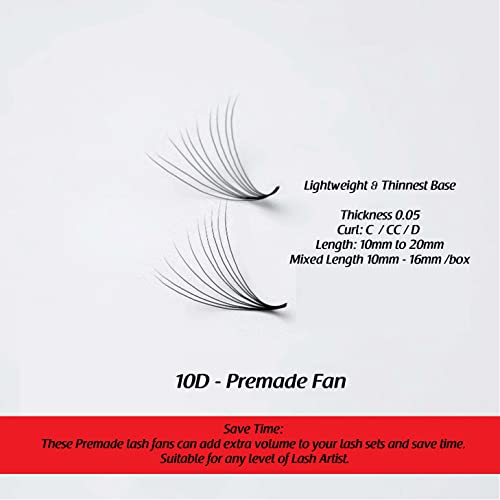 O suprimento de cílios 1000FANS 3D 4D 5d 6d 7d 8d 10d 12d 14d Premisos pré-fabricados com fãs, c/c/d, 8-20 mm de comprimento,