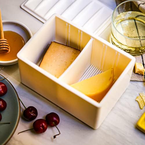 Vault de queijo Capabunga com divisor - recipiente de armazenamento de queijo artesanal reutilizável para geladeira - recipiente