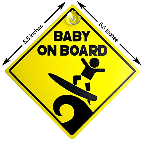 Surfista de bebê a bordo do carro de sucção de alta visibilidade Sinal de segurança de 5,5 polegadas x 5,5 polegadas