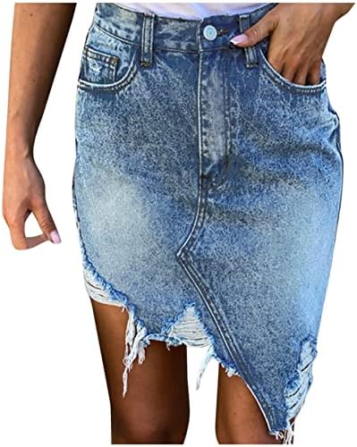 Saias de jeans curtas para mulheres da moda clássica casual diária Jenas Saias Butões Azuis Páfeos de verão Rapped Bodycon Skirt