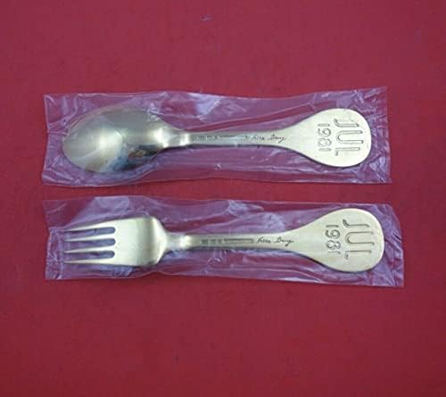 Natal por A. Michelsen Sterling Silver Fork and Spoon Conjunto 2pc 1981 Red Robin
