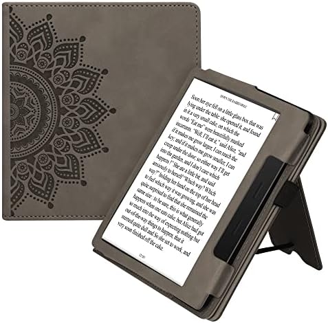 Caixa Kwmobile Compatível com Kindle Oasis 10. Geração - Capa de couro sintético Nubuck com fechamento magnético, kickstand, alça