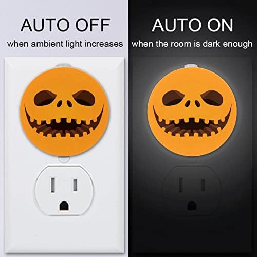 2 Pacote de plug-in Nightlight LED Night Light Halloween Pumpkin Face com Dusk-to-Dawn para o quarto de crianças, viveiro, cozinha,